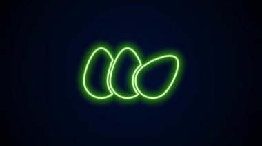 Parlayan neon hattı Tavuk Yumurtası simgesi siyah arka planda izole edildi. 4K Video hareketli grafik canlandırması