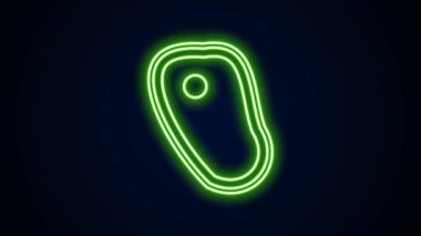 Parlayan neon hattı biftek ikonu siyah arka planda izole edildi. 4K Video hareketli grafik canlandırması