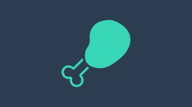 Turkuaz tavuk budu ikonu mavi arka planda izole edildi. Tavuk budu. 4K Video hareketli grafik canlandırması