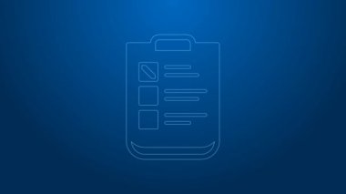 Beyaz çizgi Psikolojik test ikonu mavi arka planda izole edildi. 4K Video hareketli grafik canlandırması