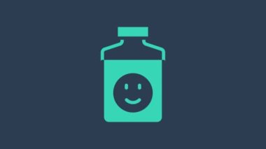 Mavi arka planda izole edilmiş turkuaz antidepresan ikonu. 4K Video hareketli grafik canlandırması