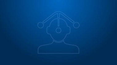 Beyaz çizgi Hipnoz simgesi mavi arkaplanda izole edildi. 4K Video hareketli grafik canlandırması