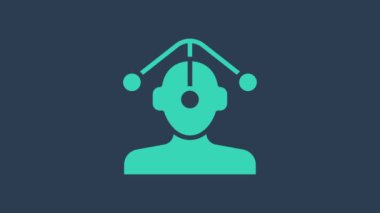 Turkuaz Hipnoz simgesi mavi arkaplanda izole edildi. 4K Video hareketli grafik canlandırması