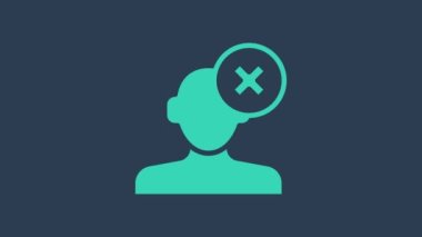 Psikoloji ikonundaki soruna turkuvaz çözümü mavi arka planda izole edildi. Akıl sağlığı terapisi. 4K Video hareketli grafik canlandırması