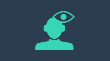 Psikoloji ikonundaki soruna turkuvaz çözümü mavi arka planda izole edildi. Akıl sağlığı terapisi. 4K Video hareketli grafik canlandırması