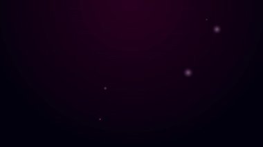 Okun üzerindeki parlak neon hattı zehri siyah arkaplanda izole edilmiş. Zehirli ok. 4K Video hareketli grafik canlandırması