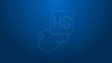 Beyaz çizgi damla civa ikonu mavi arkaplanda izole edildi. 4K Video hareketli grafik canlandırması