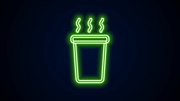 Glödande neon linje Cup te ikon isolerad på svart bakgrund. 4K Video motion grafisk animation — Stockvideo