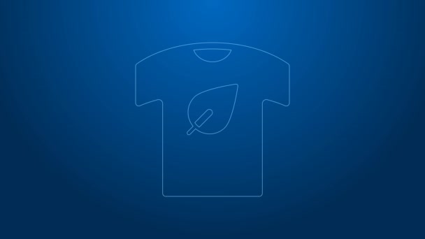 White line Vegan shirt icon isolated on blue background. 4K Video motion graphic animation — Stock Video