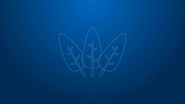 White line Leaf icon isolated on blue background. Leaves sign. Fresh natural product symbol. 4K Video motion graphic animation — Stock Video