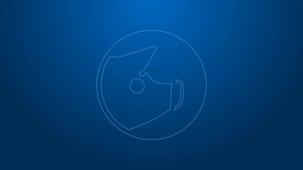 White line Pig icon isolated on blue background. Animal symbol. 4K Video motion graphic animation — Stock Video