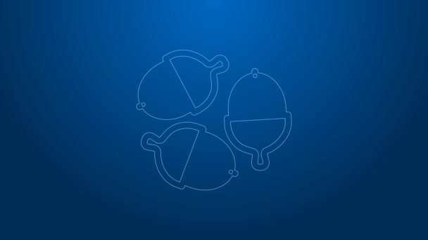 White line Acorn icon isolated on blue background. 4K Video motion graphic animation — Stock Video