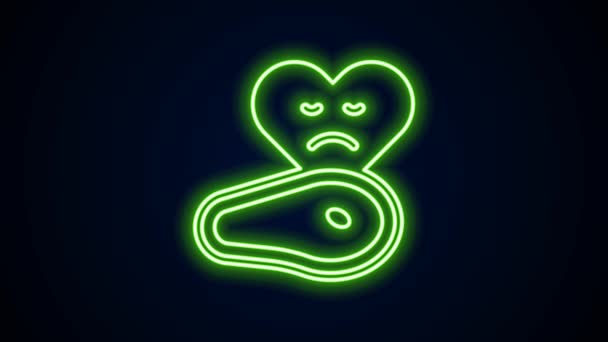 Glödande neon line Biff kött ikon isolerad på svart bakgrund. 4K Video motion grafisk animation — Stockvideo