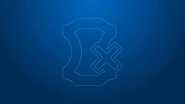 White line No leather icon isolated on blue background. 4K Video motion graphic animation — 图库视频影像