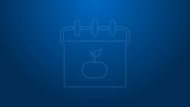 White line World Vegetarian day icon isolated on blue background. World vegan day. 4K Video motion graphic animation — Wideo stockowe