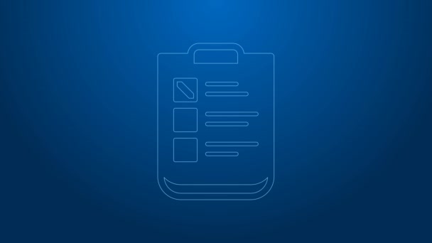 White line Psychological test icon isolated on blue background. 4K Video motion graphic animation — Video Stock