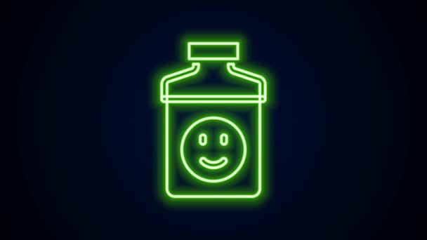 Icono de antidepresivos de línea de neón brillante aislado sobre fondo negro. Animación gráfica de vídeo 4K — Vídeo de stock