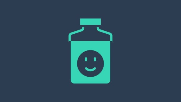 Ikon antidepresan pirus diisolasi dengan latar belakang biru. Animasi grafis gerak Video 4K — Stok Video