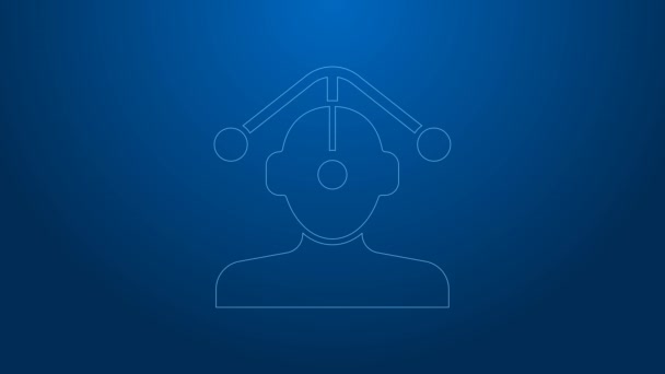 White line Hypnosis icon isolated on blue background. 4K Video motion graphic animation — Vídeos de Stock