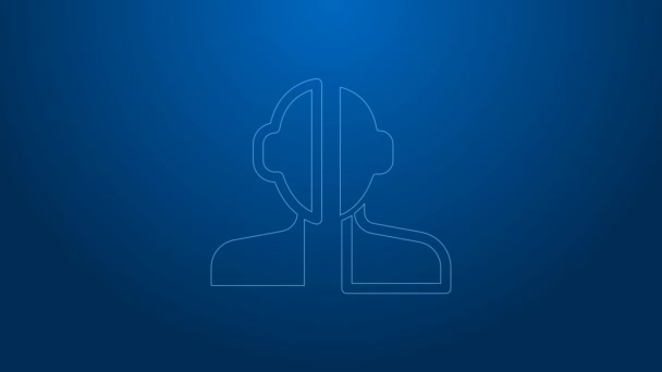 White line Bipolar disorder icon isolated on blue background. 4K Video motion graphic animation — Stock Video