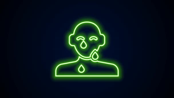 Žhnoucí neonová čára Slza pláč oko ikona izolované na černém pozadí. Grafická animace pohybu videa 4K — Stock video