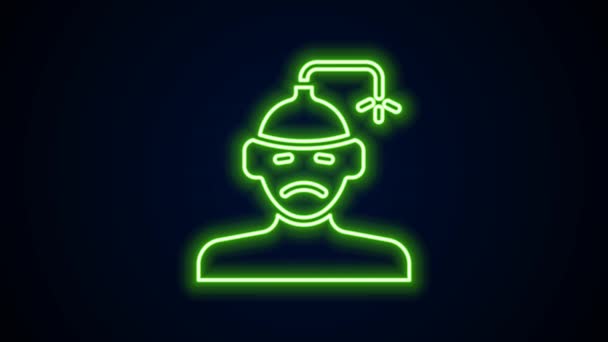 Glowing neon line Concussion, headache, dizziness, migraine icon isolated on black background. 4K Video motion graphic animation — Stockvideo