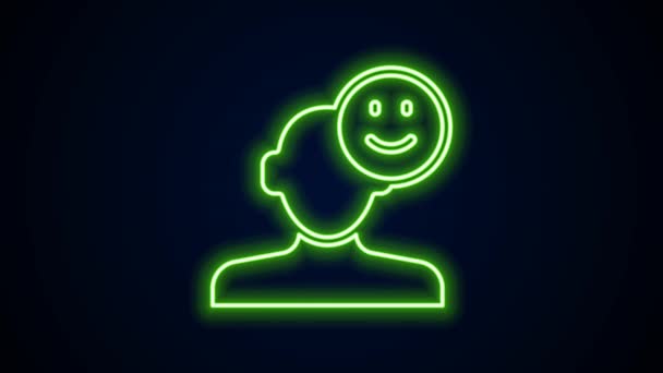 Glowing neon line Good mood icon isolated on black background. 4K Video motion graphic animation — Vídeo de stock