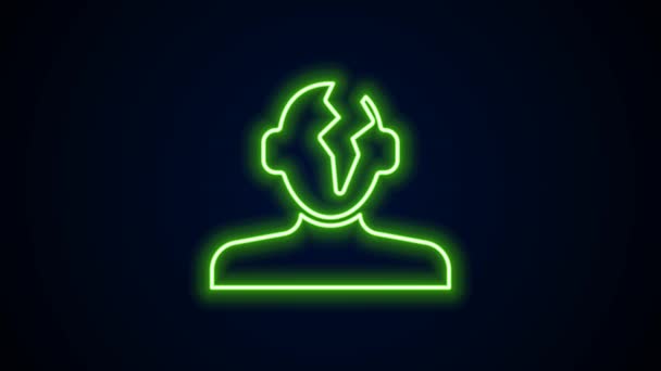 Glowing neon line Solution to the problem in psychology icon isolated on black background. Therapy for mental health. 4K Video motion graphic animation — Wideo stockowe