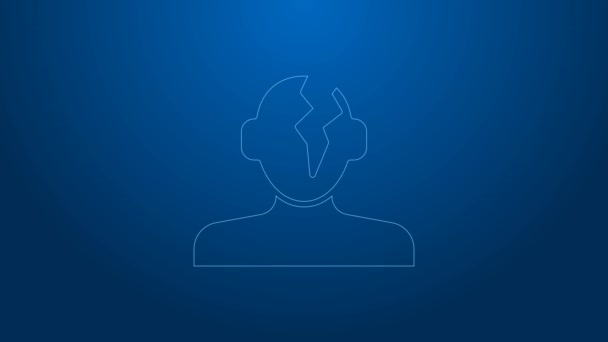 White line Solution to the problem in psychology icon isolated on blue background. Therapy for mental health. 4K Video motion graphic animation — Wideo stockowe