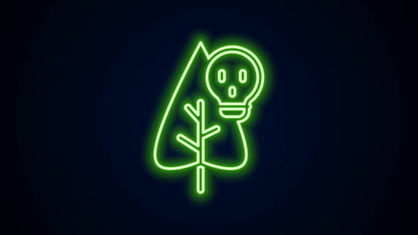 Glödande neon linje Poison blomma ikon isolerad på svart bakgrund. 4K Video motion grafisk animation — Stockvideo