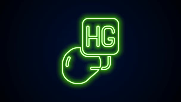 Glowing neon line Drop of mercury icon isolated on black background. 4K Video motion graphic animation — 图库视频影像