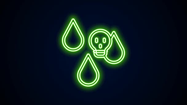 Glowing neon line Acid rain and radioactive cloud icon isolated on black background. Effects of toxic air pollution on the environment. 4K Video motion graphic animation — Stock Video