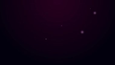 Varil simgesindeki parlak neon hattı radyoaktif atık siyah arkaplanda izole edildi. Sudaki toksik atık kirliliği. Çevre kirliliği. 4K Video hareketli grafik canlandırması