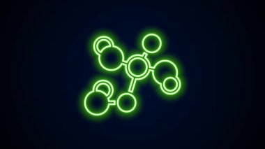 Parlayan neon hattı kimyasal formül ikonu siyah arkaplanda izole edildi. Yenilikçi tıp, sağlık, araştırma ve bilim için soyut altıgen. 4K Video hareketli grafik canlandırması