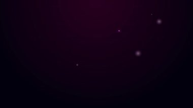 Parlayan neon hattı Amanita muscaria ya da siyah arka planda izole edilmiş agarik halüsinojenik mantar mantar ikonu. Benekli zehirli mantar. 4K Video hareketli grafik canlandırması