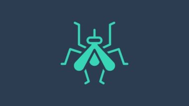 Turkuaz sivrisinek simgesi mavi arkaplanda izole edildi. 4K Video hareketli grafik canlandırması