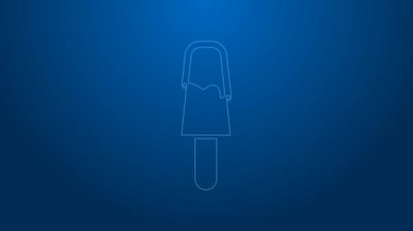 Beyaz çizgi dondurma ikonu mavi arkaplanda izole edilmiş. Güzel sembol. 4K Video hareketli grafik canlandırması