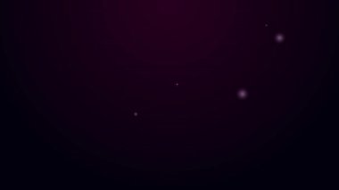 Parlak neon hattı şarap tirbuşonu simgesi siyah arkaplanda izole edildi. 4K Video hareketli grafik canlandırması