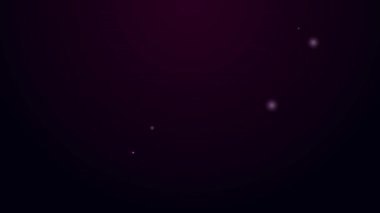 Parlayan neon çizgisi Gözlük simgesi siyah arkaplanda izole edildi. Gözlük çerçevesi sembolü. 4K Video hareketli grafik canlandırması