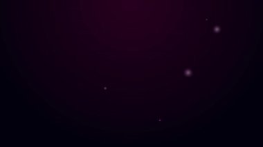 Parlayan neon hattı Siyah zemin üzerinde izole edilmiş makineli tüfek simgesi. Kalaşnikov veya AK47. 4K Video hareketli grafik canlandırması