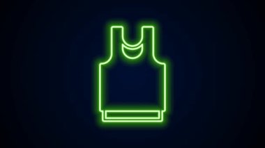 Parlayan neon çizgisi Undershirt simgesi siyah arkaplanda izole edildi. 4K Video hareketli grafik canlandırması