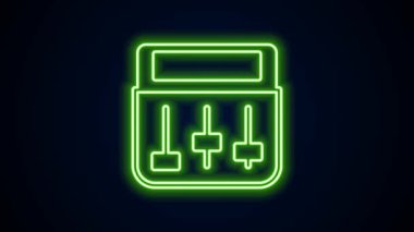 Parlayan neon hattı Drum makine müzik yapımcısı ikonu siyah arkaplanda izole edildi. 4K Video hareketli grafik canlandırması