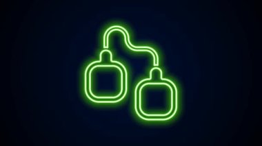 Parlak neon çizgili kelepçe simgesi siyah arkaplanda izole edildi. 4K Video hareketli grafik canlandırması