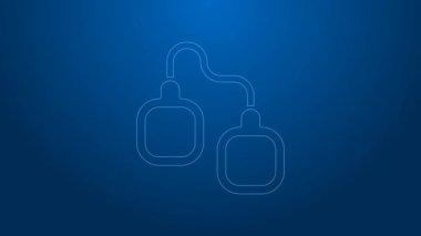 Mavi arka planda beyaz çizgili kelepçe ikonu var. 4K Video hareketli grafik canlandırması