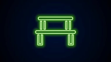 Parlayan neon hattı sauna ahşap ikonu siyah arkaplanda izole edildi. 4K Video hareketli grafik canlandırması