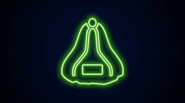 Parlayan neon hattı sauna şapka simgesi siyah arkaplanda izole edildi. 4K Video hareketli grafik canlandırması