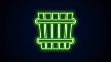 Parlayan neon hattı sauna kovası simgesi siyah arkaplanda izole edildi. 4K Video hareketli grafik canlandırması