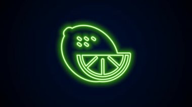 Parlayan neon hattı Lemon simgesi siyah arkaplanda izole edildi. 4K Video hareketli grafik canlandırması