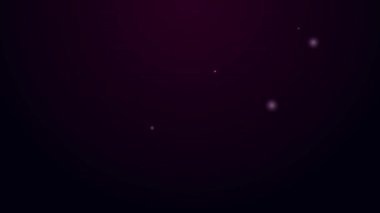Siyah arka planda izole edilmiş parlak neon çizgili çay ikonu. 4K Video hareketli grafik canlandırması