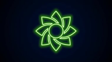 Parlayan neon hattı çiçek simgesi siyah arkaplanda izole edildi. Tatlı doğal yemek. 4K Video hareketli grafik canlandırması